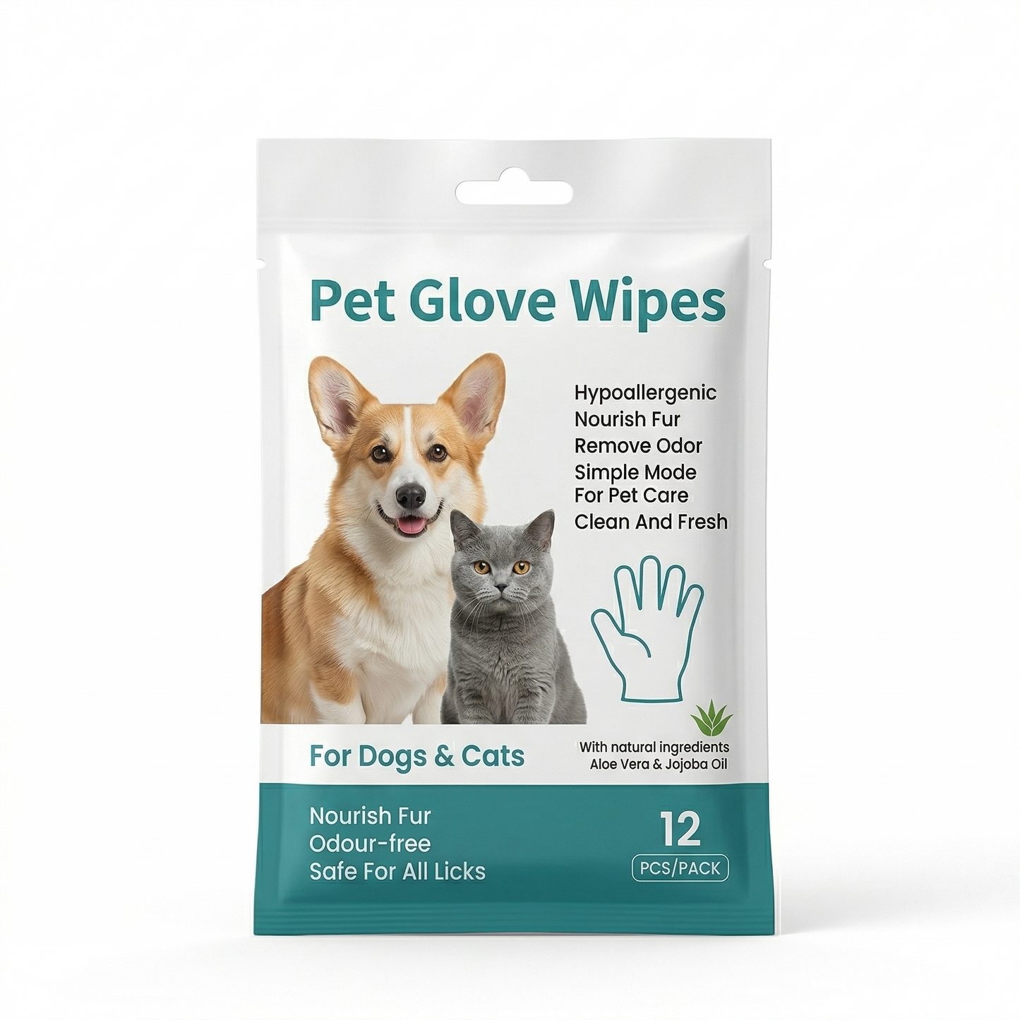 Pet Cleaning Glove Wipes (Gentle & Hypoallergenic)