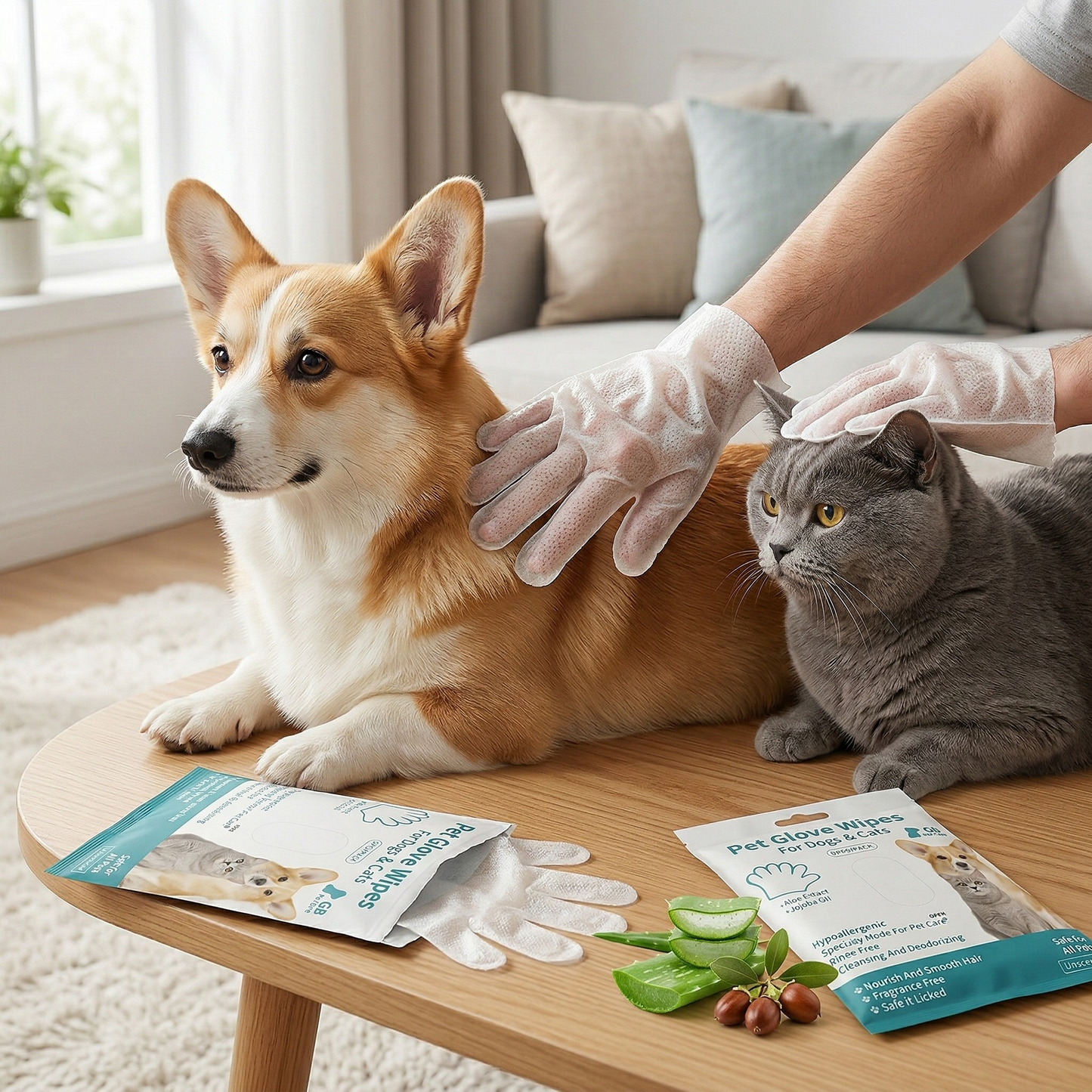 Pet Cleaning Glove Wipes (Gentle & Hypoallergenic)